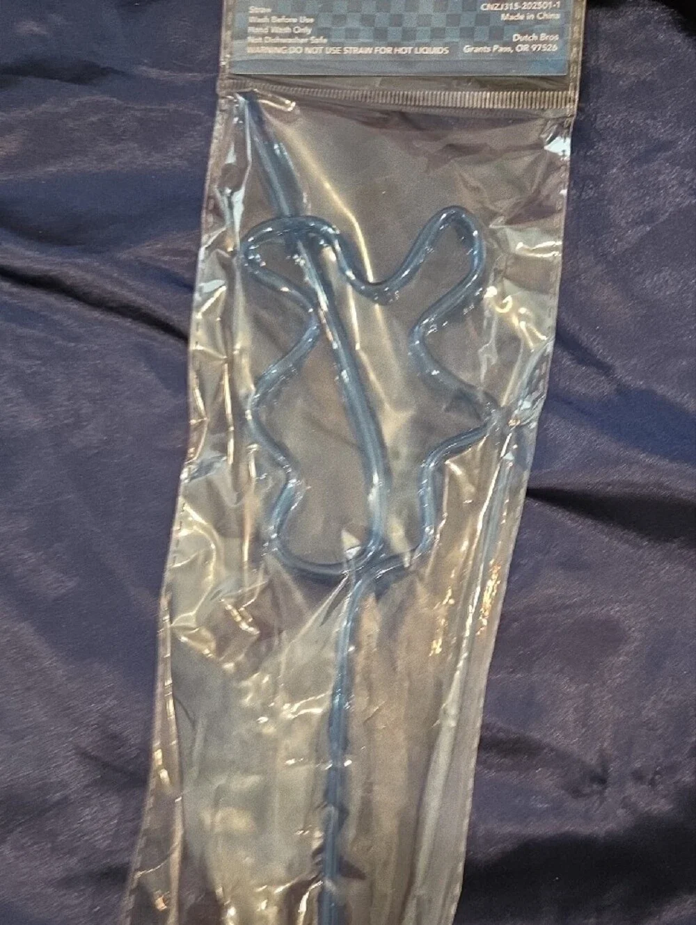 Blue Dutch Bros Sign Straw
